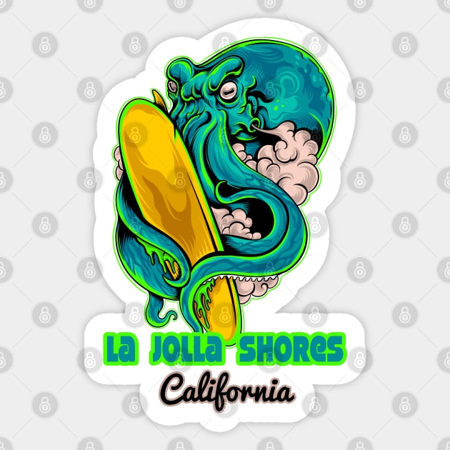 La Jolla Shores California octopus surf Sticker by LiquidLine